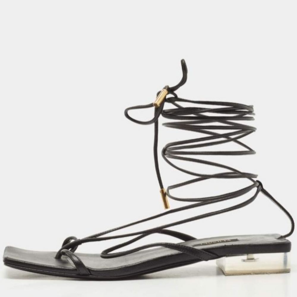 Versace Lace Up Leather Sandals